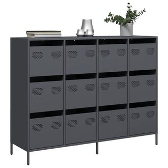 Berkfield Home Sideboard Anthracite 135x39x103.5 cm Cold-rolled Steel in Black