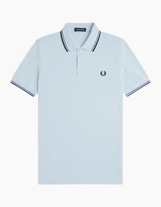 Fred Perry Mens Fred Perry Twin Tipped Fred Perry Polo Shirt - Light Ice Axe Blue Navy - Size: 44