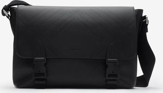 Burberry Embossed Check Buckled Messenger Bag