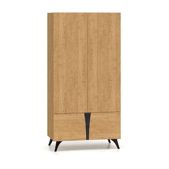 Petits Meubles Armario 4 puertas estratificado marr&oacute;n Negro