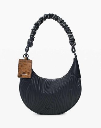 Desigual Borsa ovale media in rilievo nera-Nero