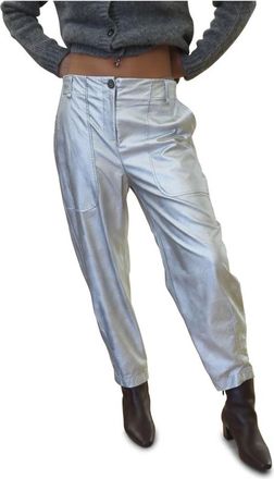 Alessia Santi Broeken, Dames, Grijs, XS, Leer, High-waist Faux Leather Broeken