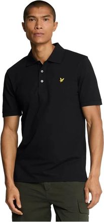 Lyle & Scott Tops, Heren, Zwart, M, Katoen, Zwarte poloshirt met korte mouwen en logo
