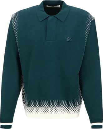 Filling Pieces Gradient Gebreid Poloshirt Pine - Heren - Polos - Groen - XL - Polyester - Tops
