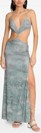 Amir Slama x Jade Picon cut-out printed maxi dress - Blue