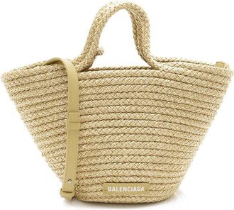 Balenciaga Beige Nylon Ibiza Basket Small Tote (Authentic Pre-Loved)