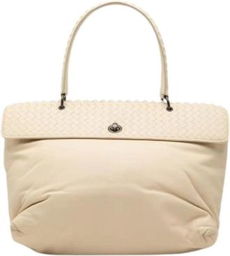Bottega Veneta Pre-owned Tote Bags, female, White, Size: ONE SIZE Pre-owned Turn-Lock Tote Bag