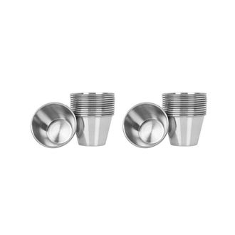 OEM 20 Vasos De Acero Inoxidable Cepillado De Primera Calidad Para Salsas, Condimentos, Especias Y L&iacute;quidos - 70 Ml (2.5 Oz)