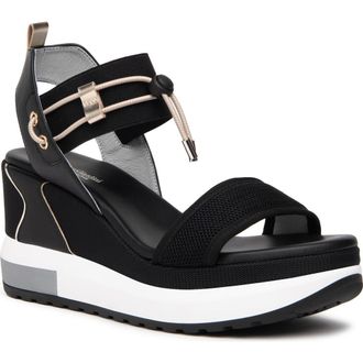 Nero Giardini Bungee Platform Wedge Sandal in Black at Nordstrom, Size 10Us