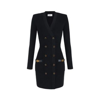 Elisabetta Franchi Dames, Jurken, Zwart, Maat: L Wol