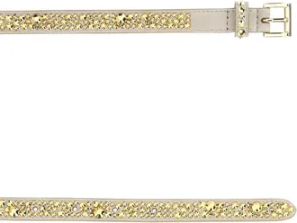Prada Womens Embellished Suede Belt Silver Exterior: Cinture
