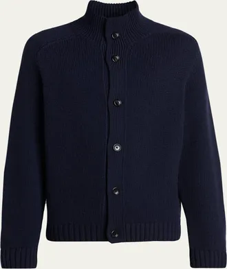Tom Ford Mens Coarsehair Cashmere Rib-Knit Cardigan