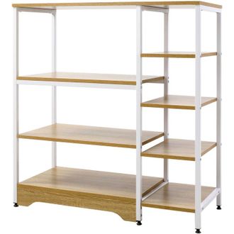 HOMCOM Scaffale da Cucina Mobiletto con 7 Ripiani in Metallo Legno Bianco - Homcom