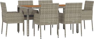 vidaXL Vidaxl - Set comedor jardín 7 pzas y cojines ratán sintético gris