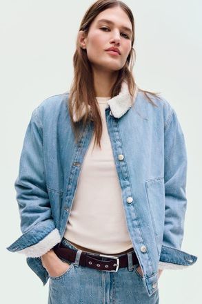 H&M Collared Denim Jacket in Denim Blue at Nordstrom, Size Xx-Large