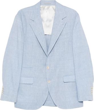 Brunello Cucinelli Linen And Virgin Wool Chevron Deconstructed Jacket
