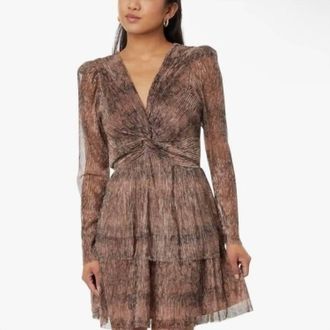 En Saison Catamaran Sheer Mini Dress In Rose Gold Shimmer
