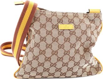 Gucci Kleine crossbodytas met Web-band en GG canvas - Bruin