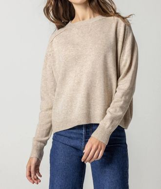 Lilla P Oversized Saddle Sleeve Sweater In Husk