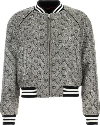 Gucci Grey Embellished Bomber Jacket