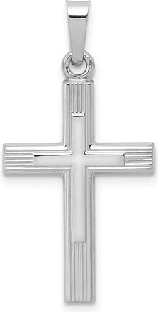 Diamond2Deal 14K White Gold Brushed and Polished Latin Cross Pendant
