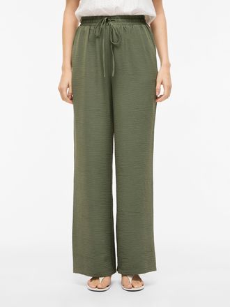 Vila Schlupfhose VILA VIJOSA HW WIDE PANTS - NOOS, Damen, Gr. 34, N-Gr, olivine, Web, Obermaterial: 100% Polyester, unifarben, relaxed fit kn&ouml;chellang, Hos