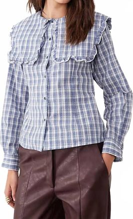 Ghospell Ersa Check Blouse In Blue