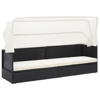 vidaXL Vidaxl - Sof&aacute; De Jard&iacute;n Con Dosel Negro Rat&aacute;n Sint&eacute;tico