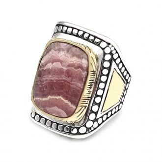 Jalan Jalan Rhodochrosite Silver Ring with Brass Setting