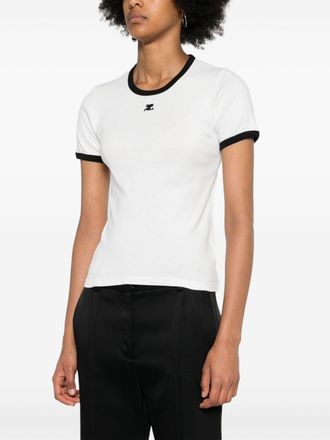 Courr&egrave;ges Womens Cotton T-shirt - White - Size X-Small