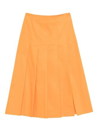 DRHOPE pleated slit skirt - Orange
