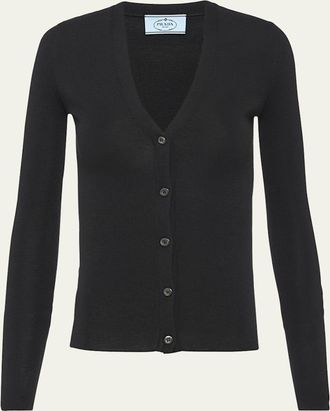 Prada V-Neck Cashmere-Silk Cardigan