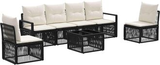vidaXL Conjunto De Sof&aacute;s De Jard&iacute;n 7 Uds. Negro Rat&aacute;n Sint&eacute;tico Vidaxl