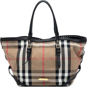 Burberry Pre-owned Tote Bags, female, Brown, Size: ONE SIZE Pre-owned Vintage Check Canvas Tote Bag