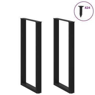 Berkfield Home Modern Coffee Table Legs U-Shaped 2 pcs Black 60x(110-111) cm Steel
