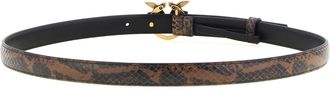 Pinko Python Print Leather Belt - Brown