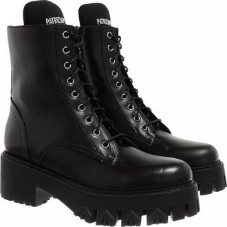 Patrizia Pepe Zwarte leren laarzen met logo-appliqu&eacute; - Dames - Veterlaarzen - Zwart - 40 EU - Leer - Schoenen