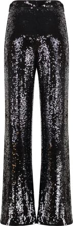 Nili Lotan Womens Sequined Wide-Leg Trousers Black Viscose