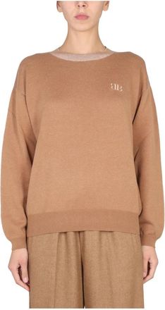 Ballantyne R Neck Pullover - Dames - Ronde hals truien - Beige - M - Truien & Vesten