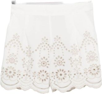 MC2 Saint Barth High-Waisted Relaxed-Fit Shorts with Eyelet Embroidery