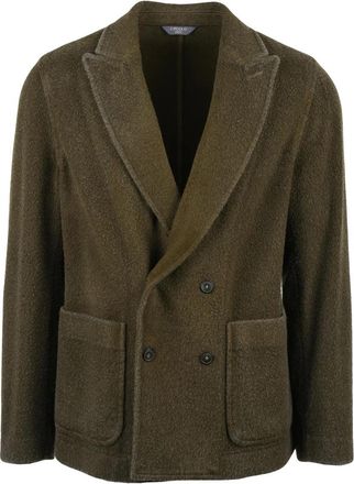 Circolo 1901 Double-Breasted Blazer In Military Green With Classic Lapel And Textured Finish