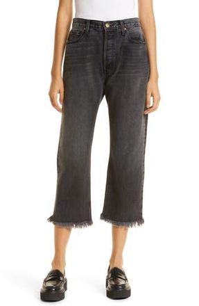 The Great. The Wayne Fringe Hem Nonstretch Jeans in Onyx Wash at Nordstrom Rack, Size 26