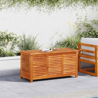 Berkfield Home Garden Storage Box with Louver 113x50x56 cm Solid Wood Acacia in Brown | Size: 113 x 50 x 56 cm