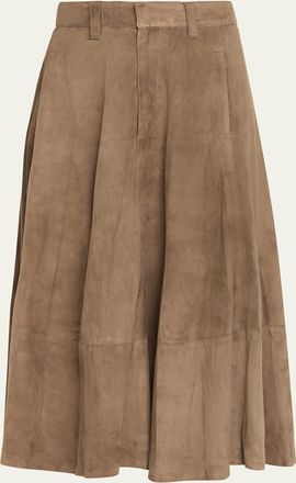 Brunello Cucinelli Suede Midi Circle Skirt