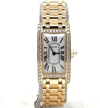 Cartier Pre-owned Cartier Tank Americaine Quartz Diamond Silver Dial Ladies Watch 2482