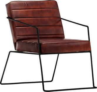 vidaXL Sill&oacute;n De Cuero Aut&eacute;ntico Marr&oacute;n Oscuro Vidaxl