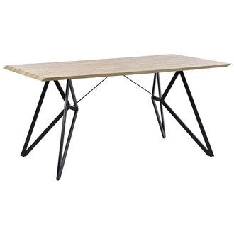 Beliani Beliani - Mesa De Comedor Madera Clara 160 X 90 Cm Patas De Metal Estilo Industrial Buscot