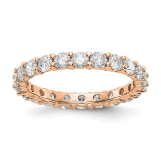 Diamond2Deal 14k Rose Gold Lab Grown Diamond Eternity Wedding Band Ring 2Ct Clarity- VS Color- G-H
