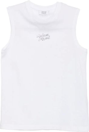 Maison Kitsun&eacute; metallic tank top - women - Cotton - M - White