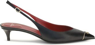 Valentino Garavani Black Logo Slingback Pumps